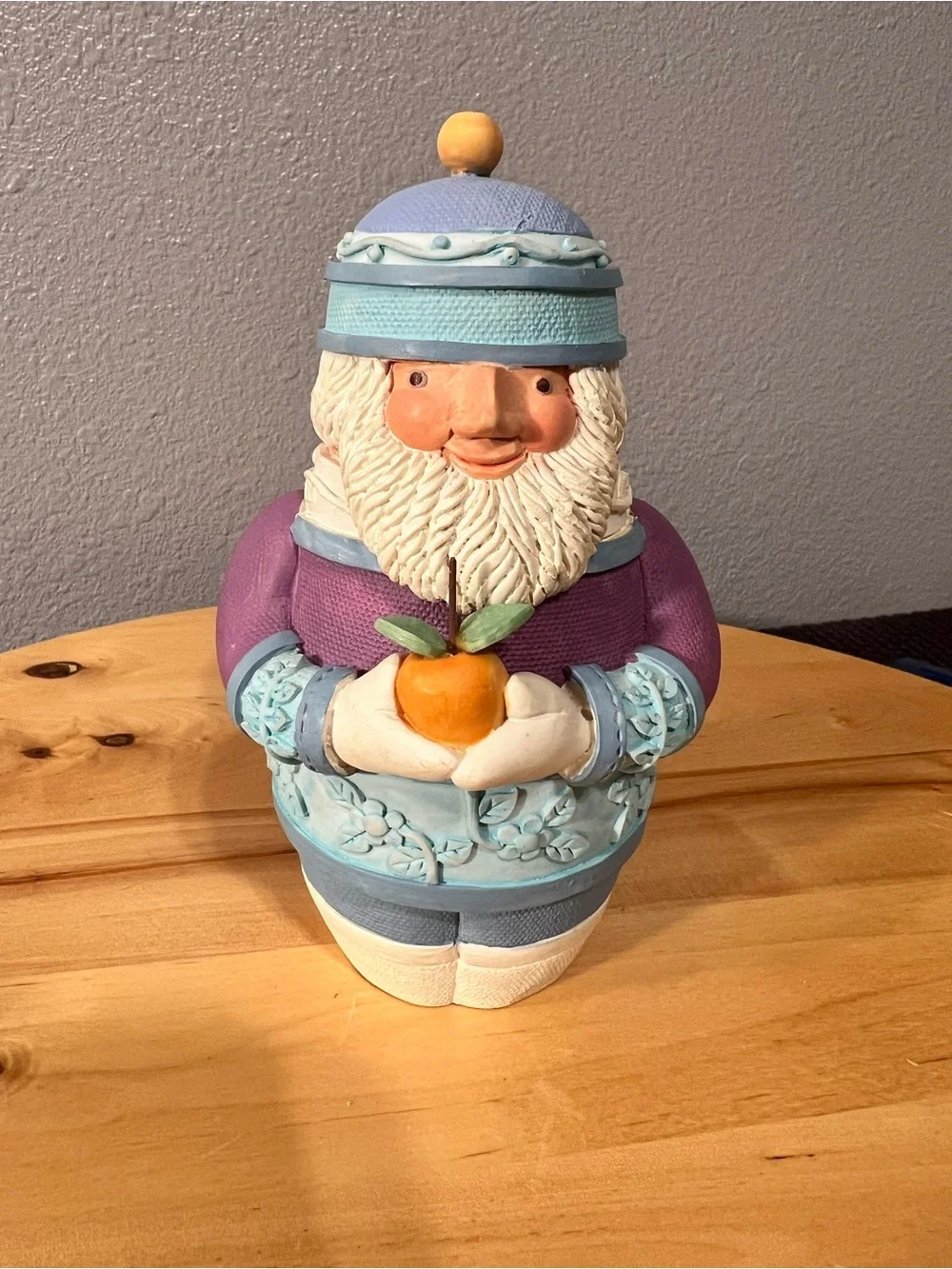 Vtg Roly Poly Father Christmas Mary Maki Rae Hamilton Gift Purple Blue Santa 6in